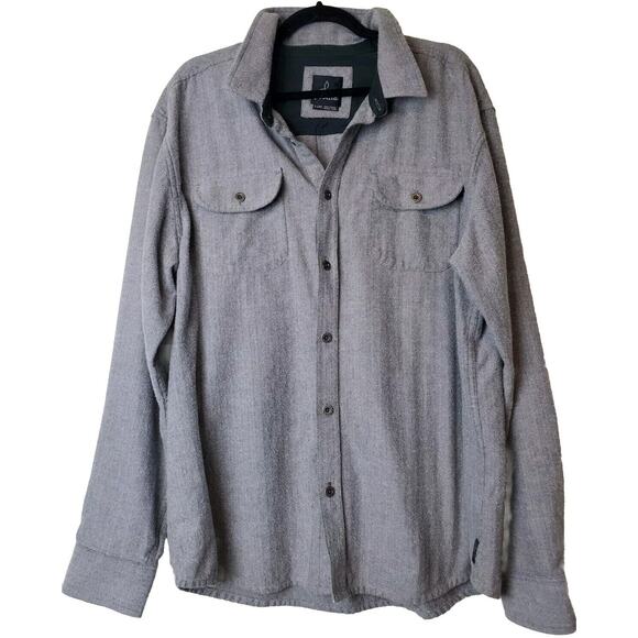Prana Other - Prana XL Mens Lybek Organic Cotton Flannel Long Sleeve Button Up Shirt Gray
